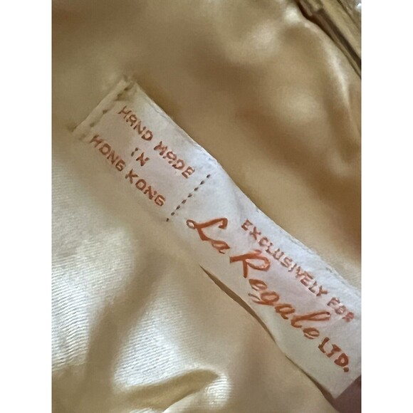 vintage la regale beaded purse White Beads Yellow Satin Lining Chain Handmade HK - Picture 8 of 11